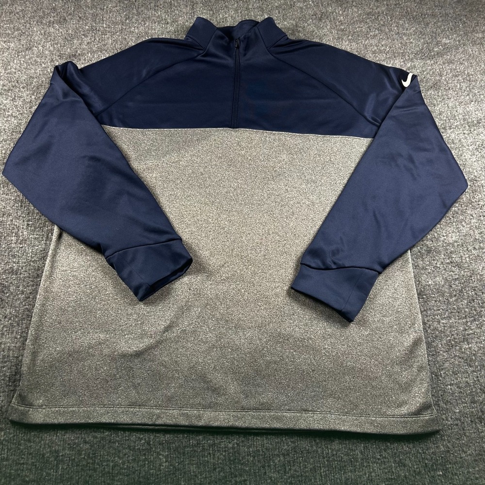 Nike Golf 1/4 Zip Pullover Mens XL Navy Blue Heather Gray Colorblock Sweatshirt